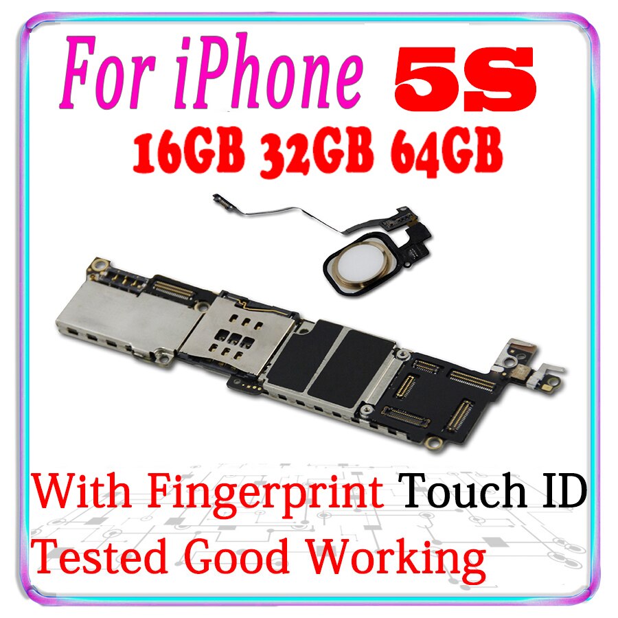 unlocked logic board For iphone 5S motherboard without / with touch ID For iphone 5S mainboard With chips MB support GSM LTE