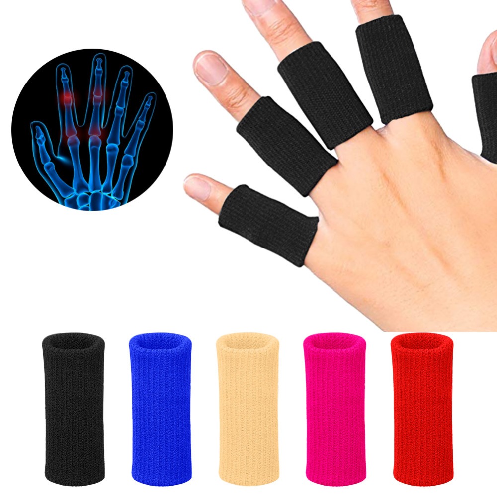 10 stk gigtstøtte fingerbeskyttelse elastisk sportsfingerærme udendørs basketball volleyball fingerbeskyttelse  #284469