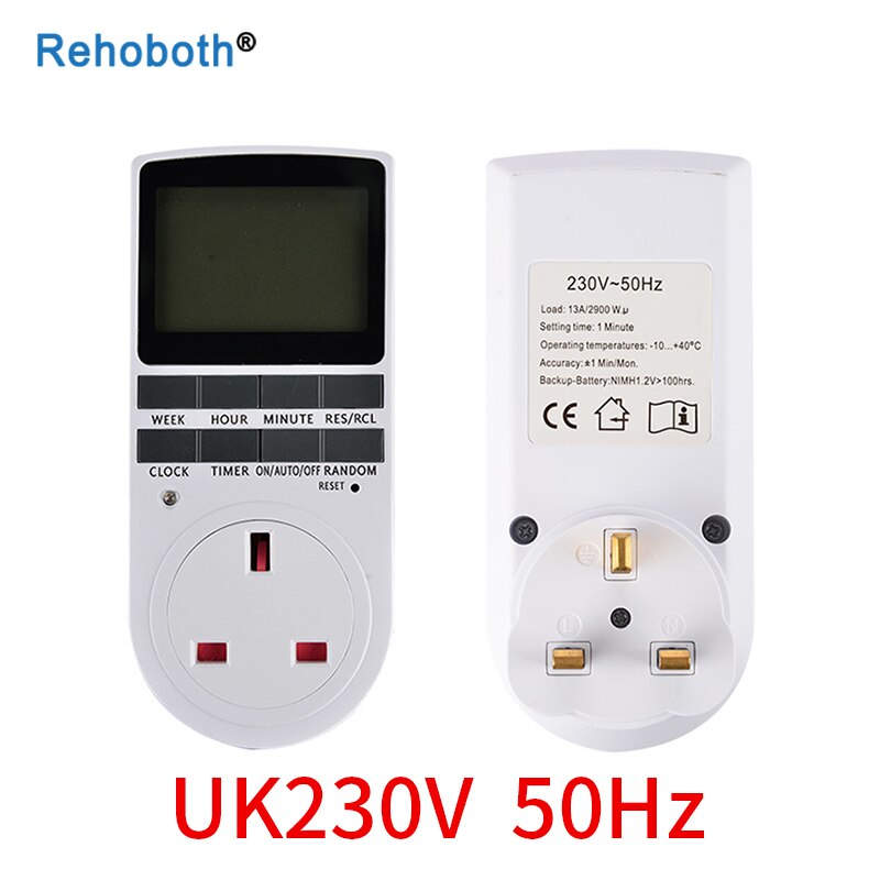 24 Hour Cyclic Electronic Digital Timer Switch EU UK AU US BR FR Plug Kitchen Timer Outlet Programmable Timing Socket: UK 230V
