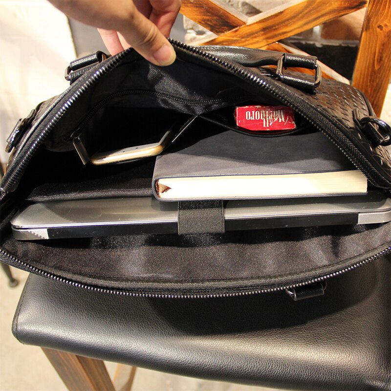 Xiao.p mænd pu læder håndtasker afslappet mandlig forretning flettet messenger tasker enkelt skulder crossbody taske