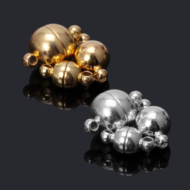 10 Pcs Rvs Ball Vorm Magnetische Sluiting Converter Voor Sieraden Maken Goud Zilver Wit