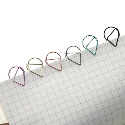 6 colors Mini Raindrop shape Metal Simple Bookmarks Photo Folder Beautiful Bookmarks Paper clip 600pcs/set: Mix