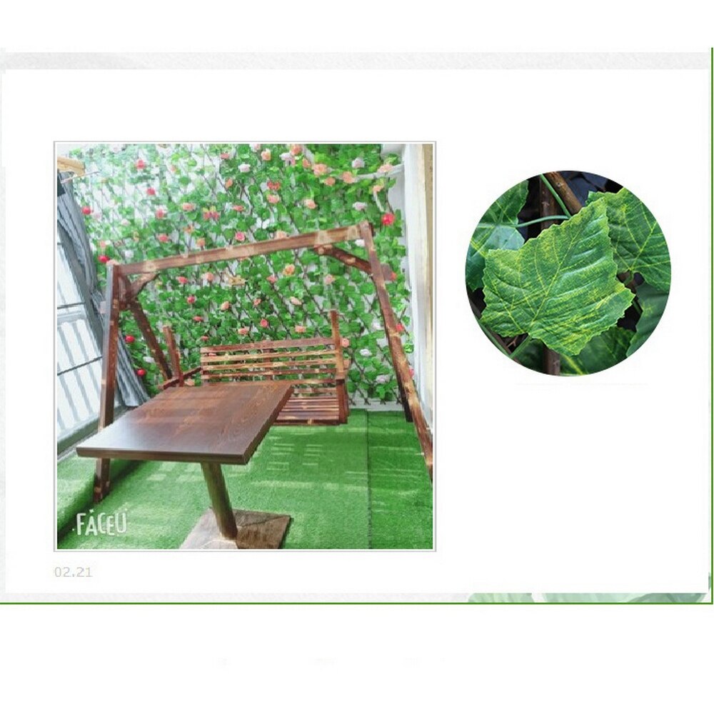 Retractable Artificial Garden Fence Expandable Faux Ivy Privacy Fence Wood Vines Climbing Frame Gardening Plant Home Decorations