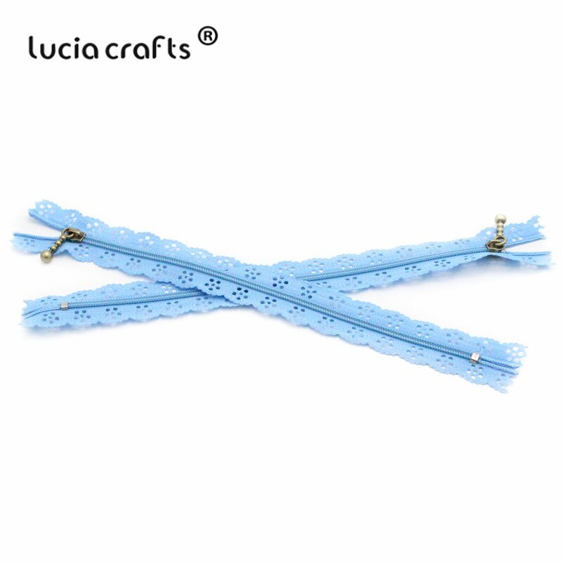 Lucia Ambachten 20 Cm Nylon Coil Mooie Kant Ritsen Voor Diy Bag Tailor Riool Craft Retail J0301: C9 Sky blue 6pcs