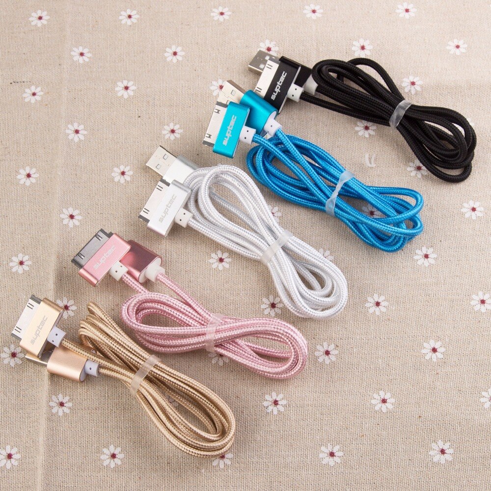 Cable USB SUPTEC para iPhone 4 4s, iPad 2 3, iPod de 30 Pines, Cable cargador de enchufe de Metal para iPhone 4, Cable de nailon para carga, Cable de datos