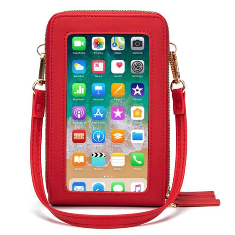 Bolso multifunción para teléfono móvil, bandolera transparente con correa para el hombro, para el pecho, monedero, bandolera de mujer: Big Red