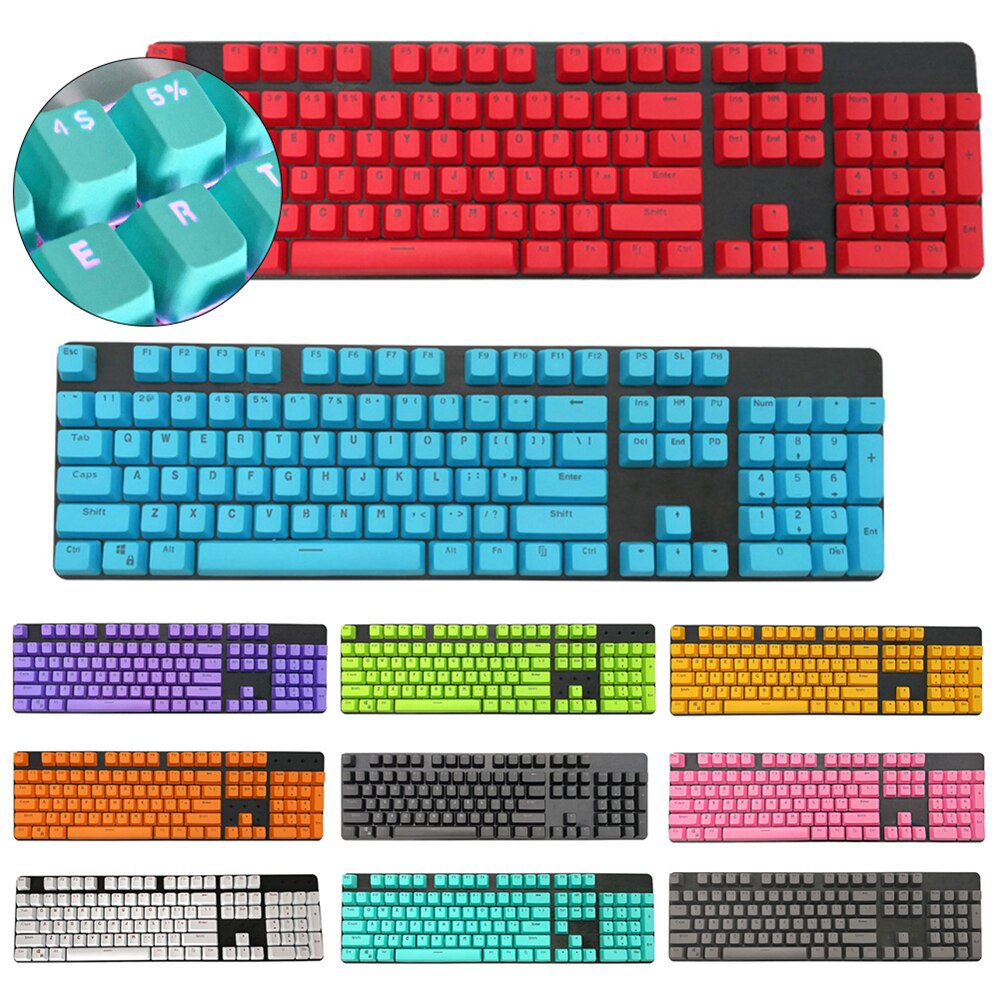 104Pcs/Set PBT Universal Backlit Key Cap Keycaps For Cherry Mechanical Keyboard Computer Peripherals For Cherry/Kailh/Gateron