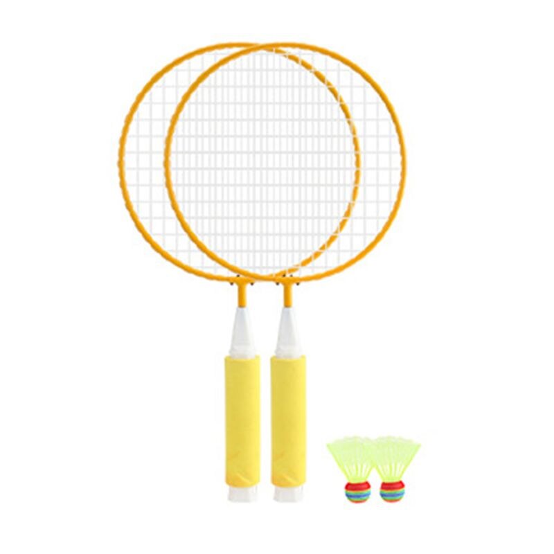 1 par børn badminton ketcher  + 2 stk badmintons sæt udendørs fitness legetøj: Gul
