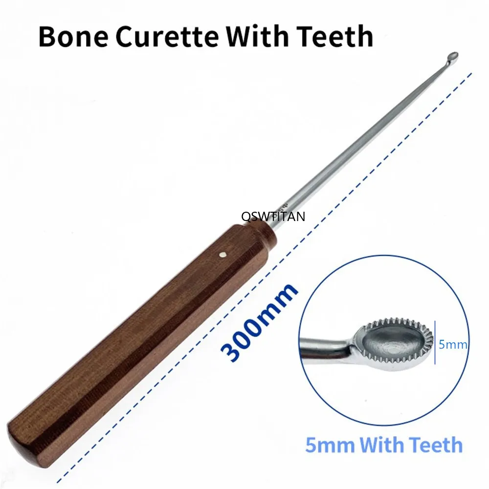 Cureta ortopédica para huesos con dientes, cuchara para huesos de acero inoxidable, instrumentos quirúrgicos ortopédicos: Rojo