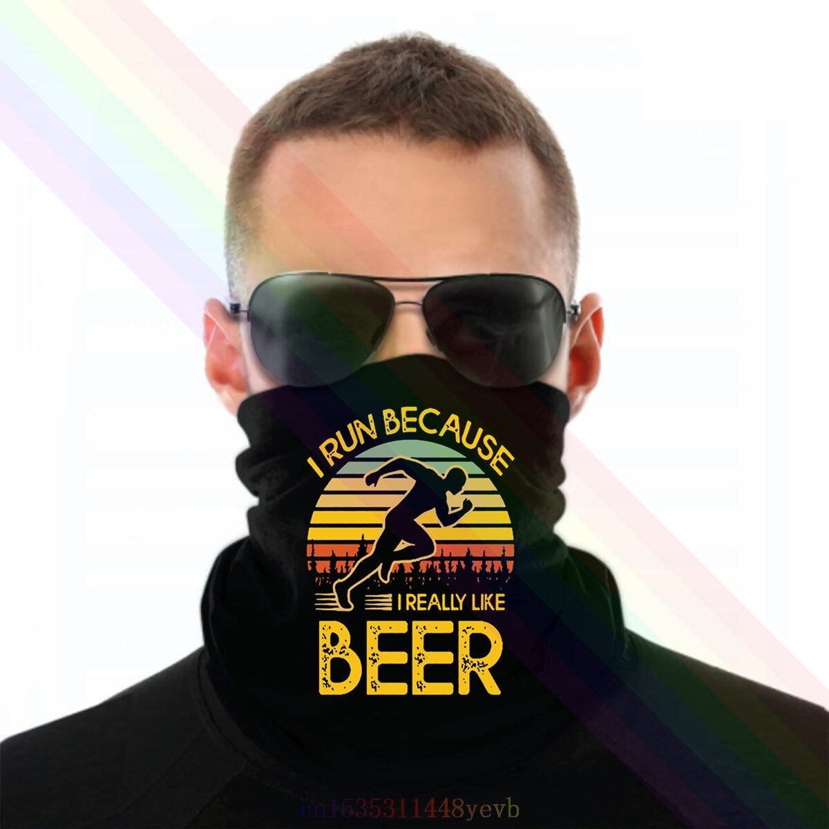 I Run Because I Really Like Beer Sunset Vintage Headband Scarf Bandana Neck Warmer Unisex: Default Title