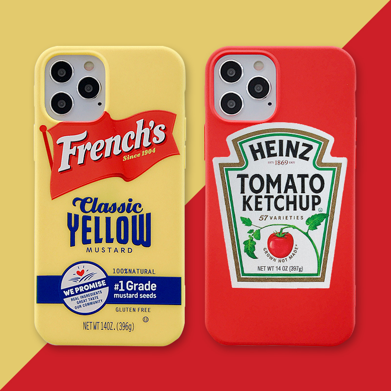 Cute Funny Heinz Tomato Ketchup mustard Protective Case For iphone 14 13 12 11 Pro Max XR 6 7 8 plus luxury cover cases