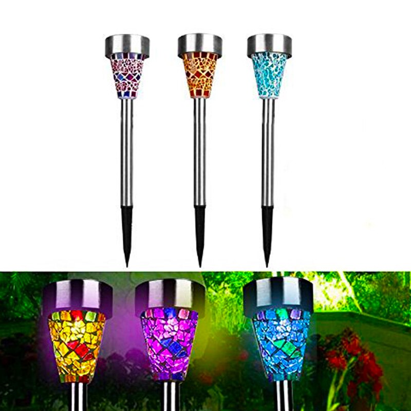 Luz solar led mosaico lâmpada do gramado ao ar livre à prova dwaterproof água mosaico abajur moderno parque jardim caminho paisagem gramado decorativo 1/3pcs
