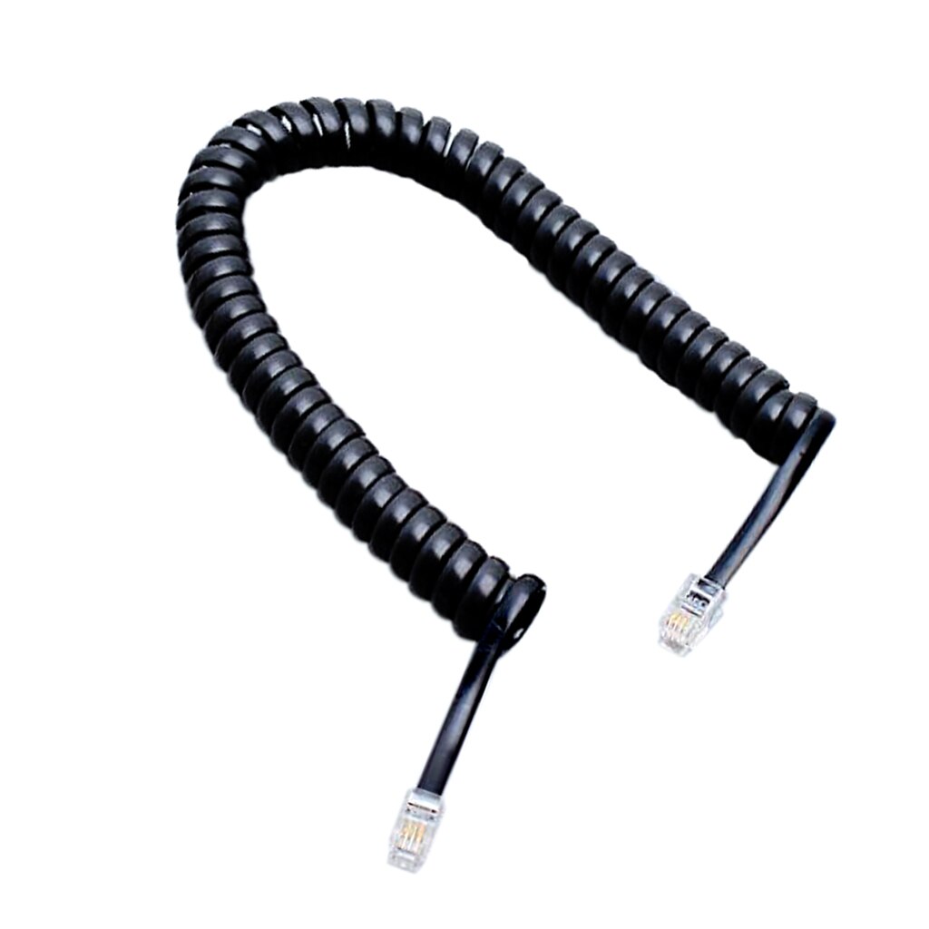 6.5ft Male RJ11 to RJ11 Telephone Handset Extension Coil Cable Cord Line Wire Lead Telephone Extension Cord Line Cable Black