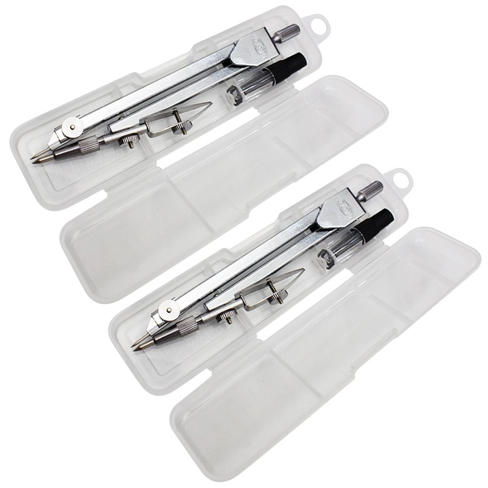 2Pcs Geometry Compasses Compasses Drafting Compasses Students Stationery: Default Title
