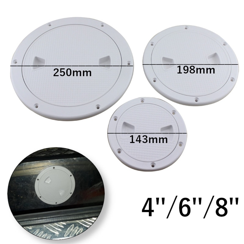 4" 6" 8" ABS Plastic Round Hatch Cover Deck Plate Non Slip Deck Inspection Plate for Marine RV yacht Boat Accessories White