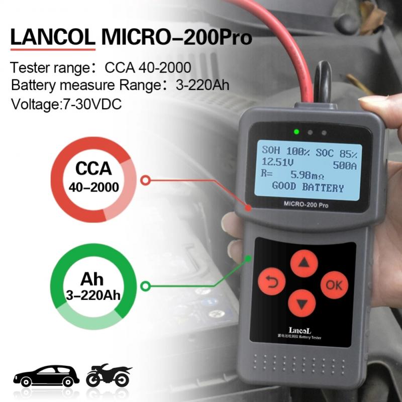 Micro-200Pro 12V 24V Car Battery Tester Digital Charging Load Analyzer Voltage Battery Test car Diagnostic Scanner Tool