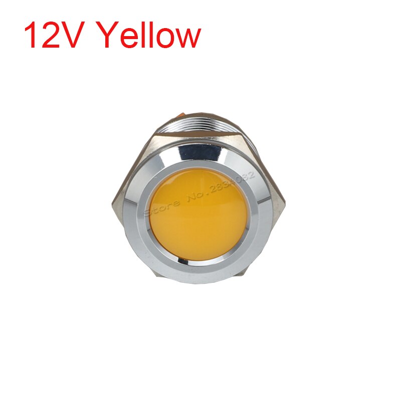 19mm Metal Indicator light LED Signal Lamp Warning light Car Boat Pilot Panel Signal Light 6V 12V 24V 220V 110V RGBYW Waterproof: 12v Yellow