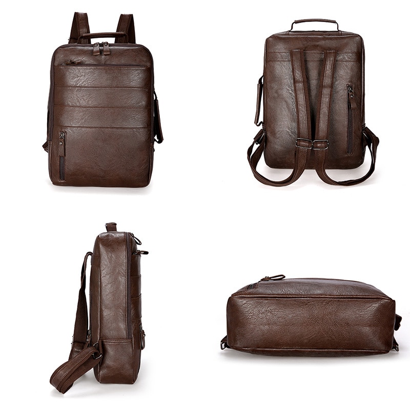 bolso Casual de para hombre, mochila impermeable para hombre y mujer, mochila de cuero PU de para viajes, mochila para ordenador portátil