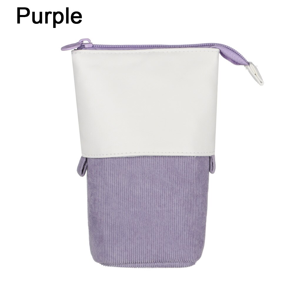 Leuke Boba Milktea Potlood Bagtelescopic Pen Houder Stand Up Etui Kawaii Cosmetica Zakje Make-Up Tas Briefpapier Organizer: B-purple