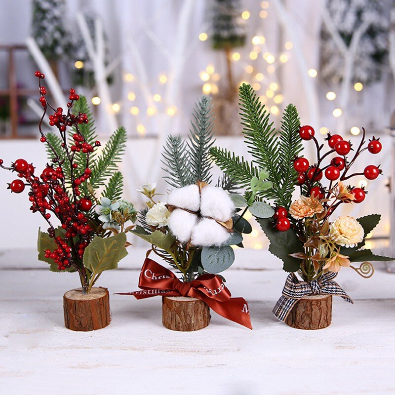 Desktop Christmas Pine Tree Small Pine Tree Mini Tree Desktop Home Decoration Ornaments Pine Branch Floral Ornaments Small Tree