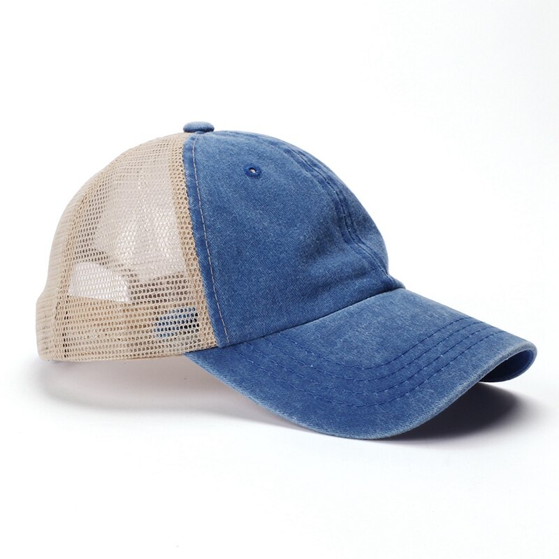Tennis Baseball Cap Retro Stijl Gewassen Katoen Mesh Strapback Hoed Hoofddeksels Outdoor Sportkleding met Verstelbare Rug Sluiting