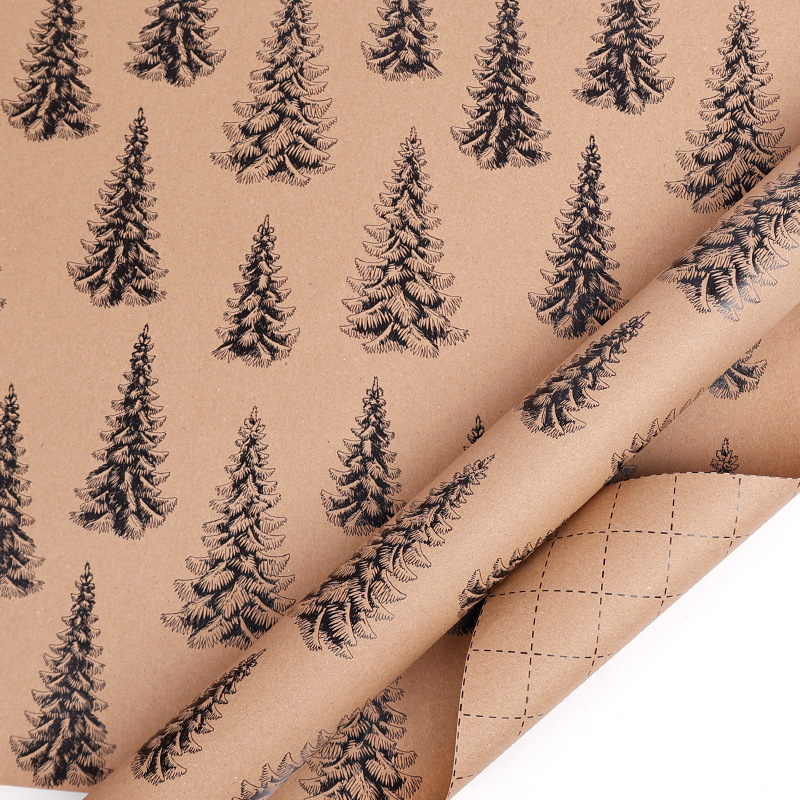 1 Roll Wrapping paper 17inch x 118inch wrap, Christmas Wrapping Paper, Kraft Paper - Black Pinecone Xmas kraft paper ﻿: Light Grey