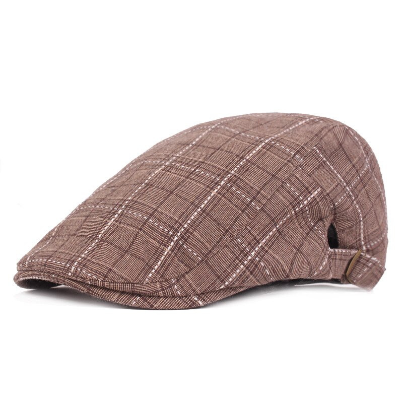 SLECKTON boina de cuadros gorra Casual mono tapa de planos Retro al aire libre viajes sombreros Unisex invierno sombreros para hombres y mujeres: Brown