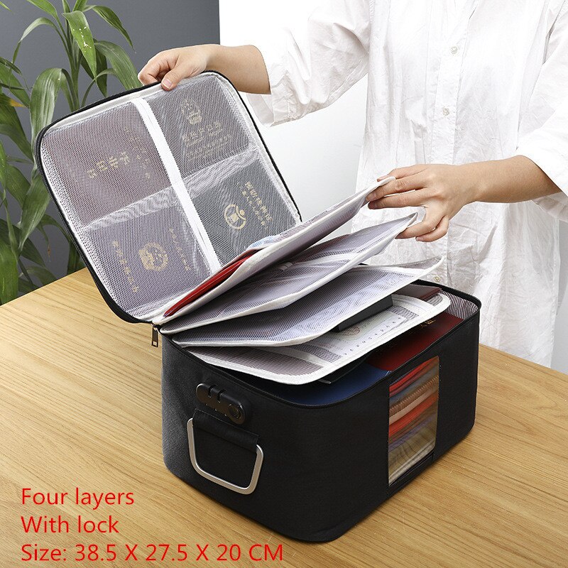 Multifunctional Document Storage Bag Men's Women's Briefcase Id Package Passport Handbags Office Business Pouch Accessories Item: C Black