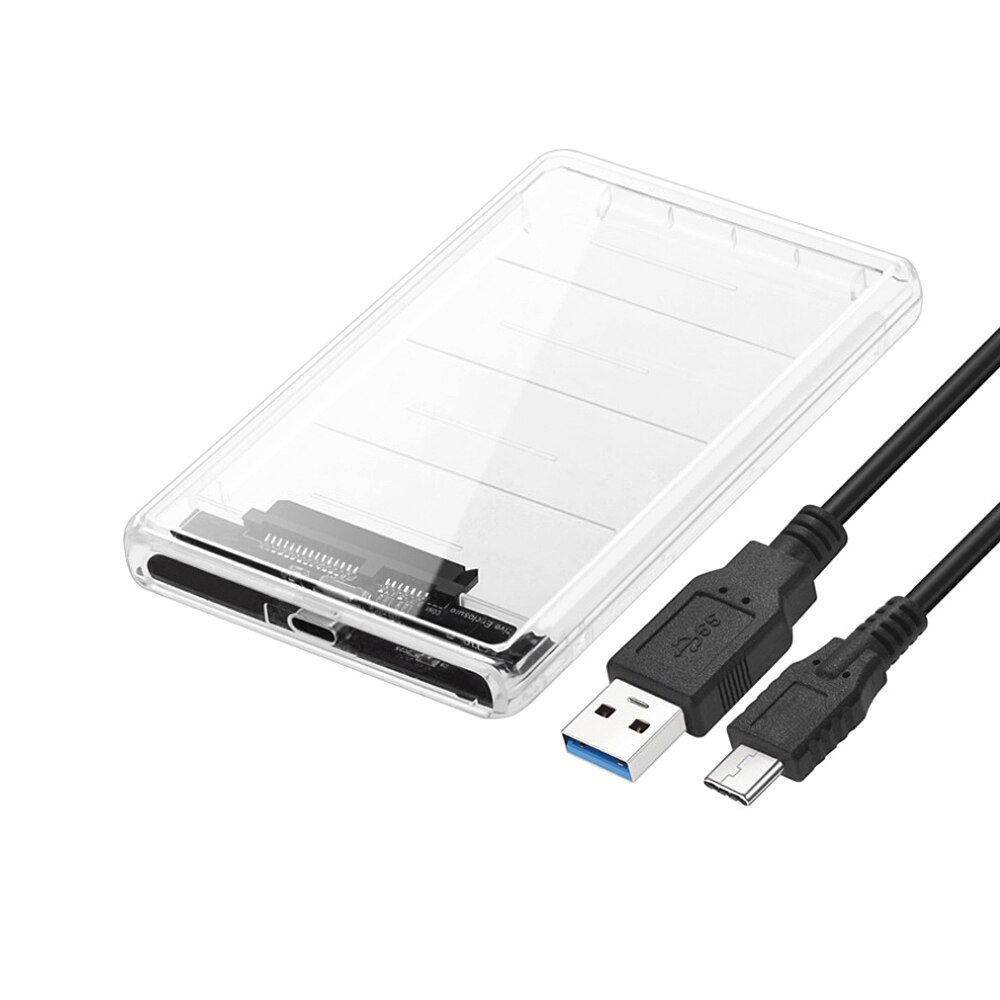 Chipal transparent hdd-fodral 5 gbps typ-c usb 3.0 to sata 3.0 adapter extern 2.5 tum ssd hårddisk hd-hölje uasp-protokoll: Typ-c med kabel