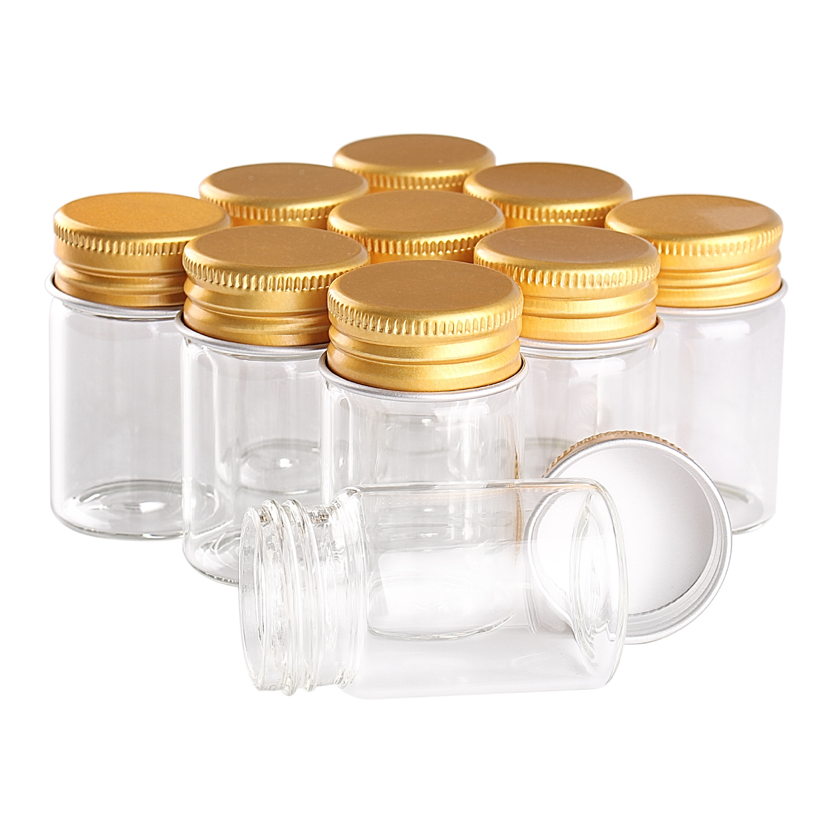 24 Stuks 20Ml 30*50Mm Glazen Flessen Met Gouden Aluminium Caps Kleine Glazen Potten Glazen Flesjes Voor bruiloft Ambachten