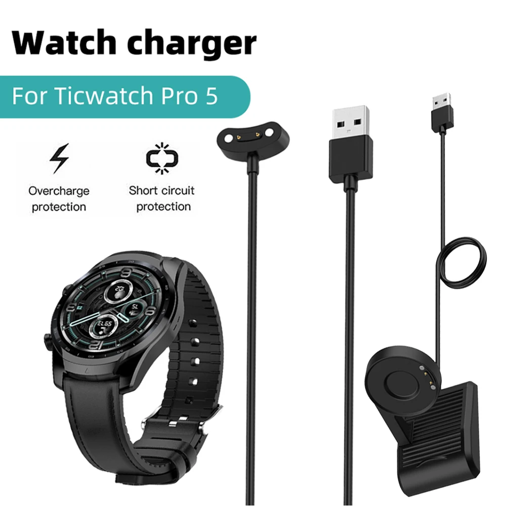 Cable cargador USB para reloj inteligente, adaptador de Cable de carga para Ticwatch Pro 5/ProX/Pro3, base de carga magnética, 1M