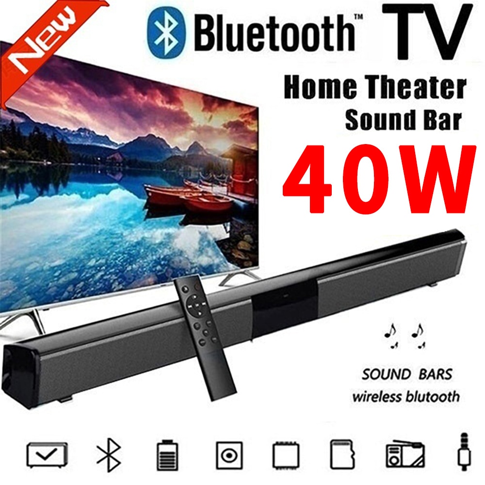 Barra de sonido inalámbrica para cine en casa, altavoz estéreo con Bluetooth, Subwoofer, reproductor de música, 40W, 20W, , novedad de