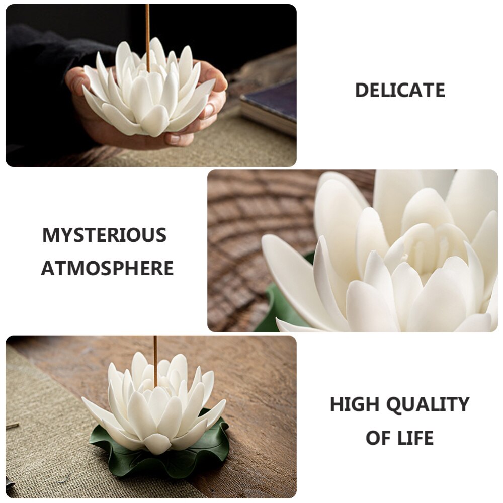 1 Set Lotus Incense Burner Ceramic Chic Incense Stand Incense Holder for Home Reading Meditation Temple