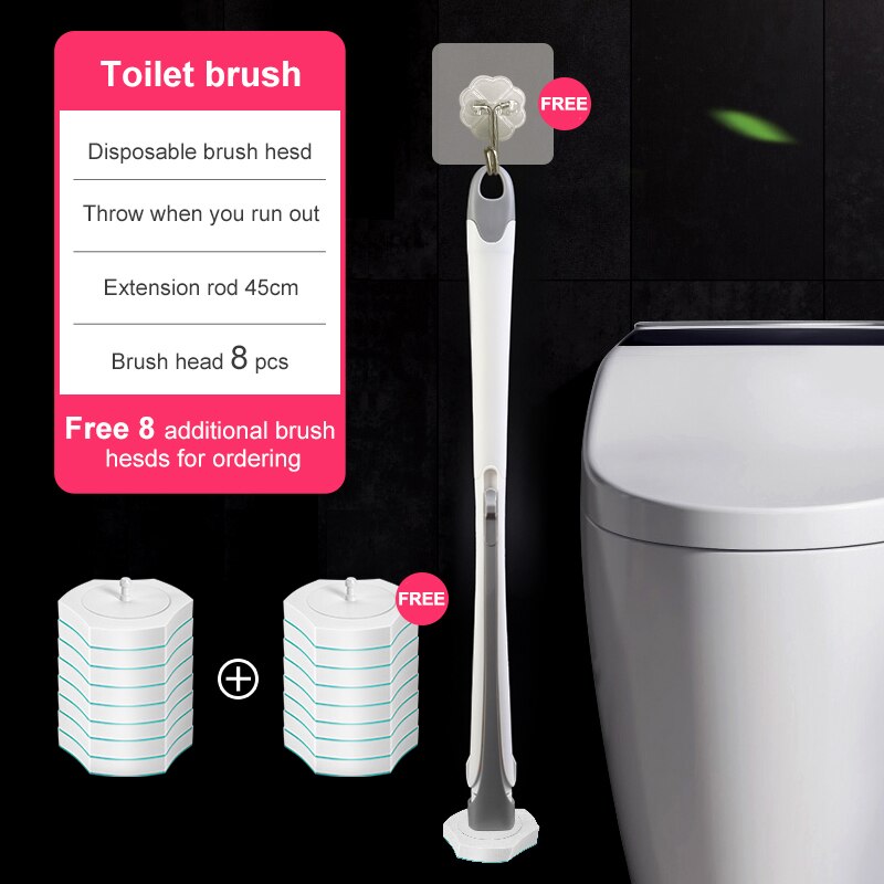 Escobilla para inodoro desechable GESEW, esterilizadora de todos los aspectos, Kit de limpieza sin ángulo muerto, cepillo de baño, herramienta de limpieza, juego de baño: Toilet brush