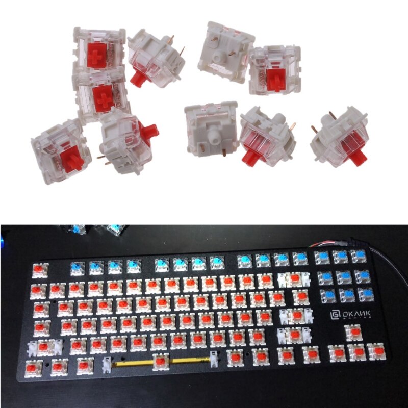 10Pcs Gateron SMD Red Switches Mechanical Keyboard 3pin Gateron MX fit GH60 77HA