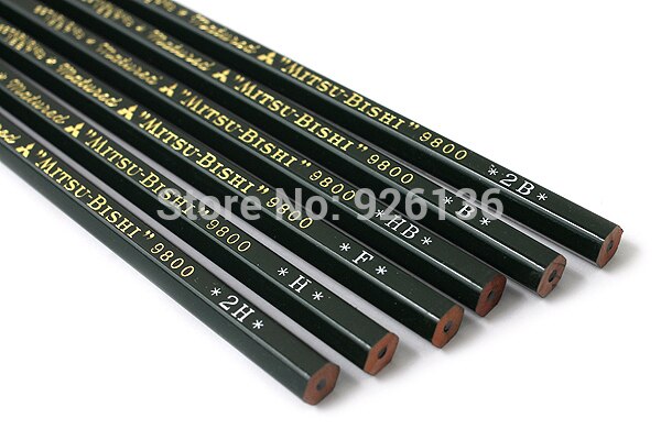 Uni Mitsubishi 9800 crayon H 2H 3H 4H 5H 6H HB F B 2B 3B 4B 5B 6B crayons de dessin et d'esquisse 12 pièces/douzaine ensemble