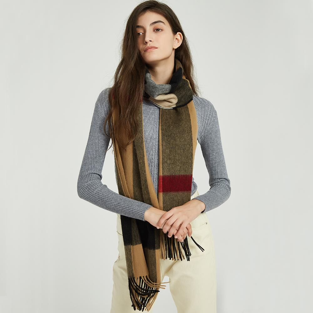 Wixra de lana de cordero a cuadros bufanda de invierno chal cálido Fular bufandas todas las bufandas de Cachemira a juego Otoño Invierno