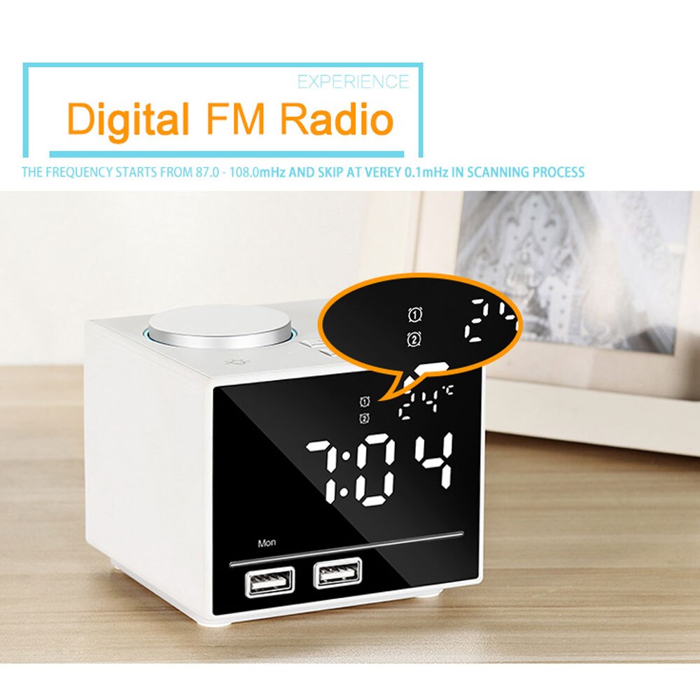 USB Charging and Speakerphone Digital LED Alarm Clock Bluetooth Radio Bluetooth Color Changing Alarm Clock FM Radio