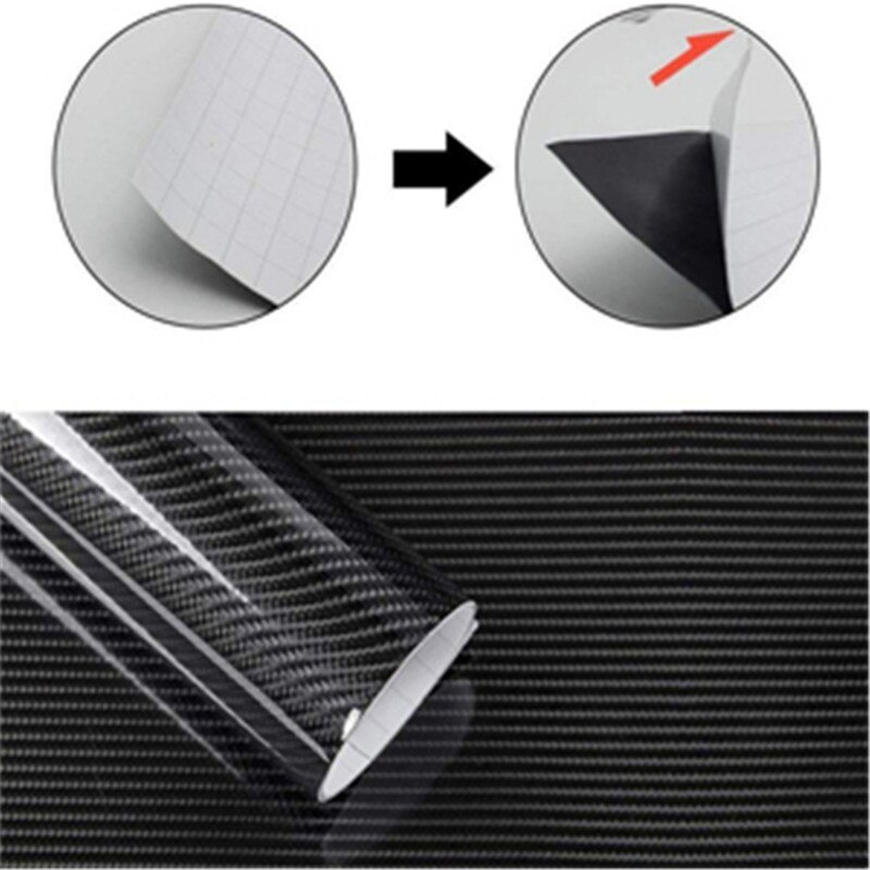 50cm*150cm 6D Carbon Fiber Vinyl Film Gloss Black Vinyl Automotive Wrap Film Self-Adhesive Anti-Collision Film Car DIY Decals