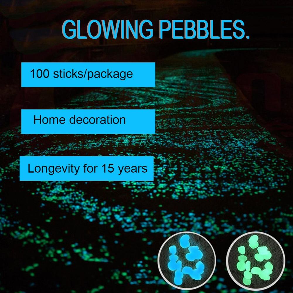 100 Pcs Glow Pebbles Stones Glow In The Dark Stenen Thuis Aquarium Aquarium Loopbruggen Tuin Decor Lichtgevende Stenen Glow stenen