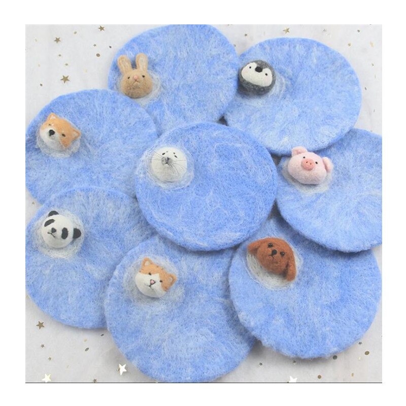 Animal coasters wool needlepoint kit wool felt needle felting decoration craft needlecraft DIY ha