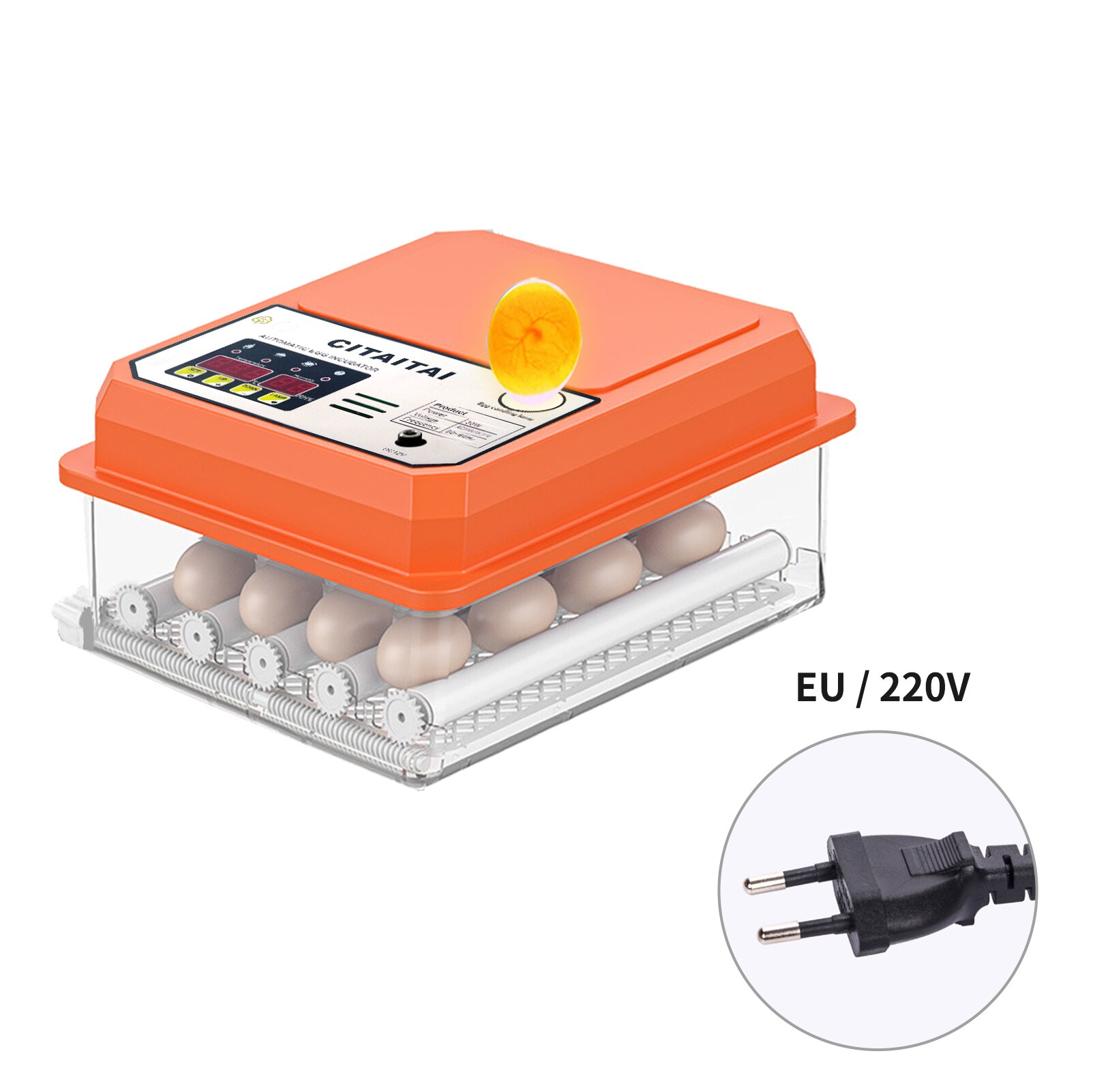 Egg rugemaskin rugekylling helautomatisk rugemaskin gård fugl vaktel gås klekkeri 16 egg rugemaskin fjærfe klekker turner: Eu -16 egg-oransje