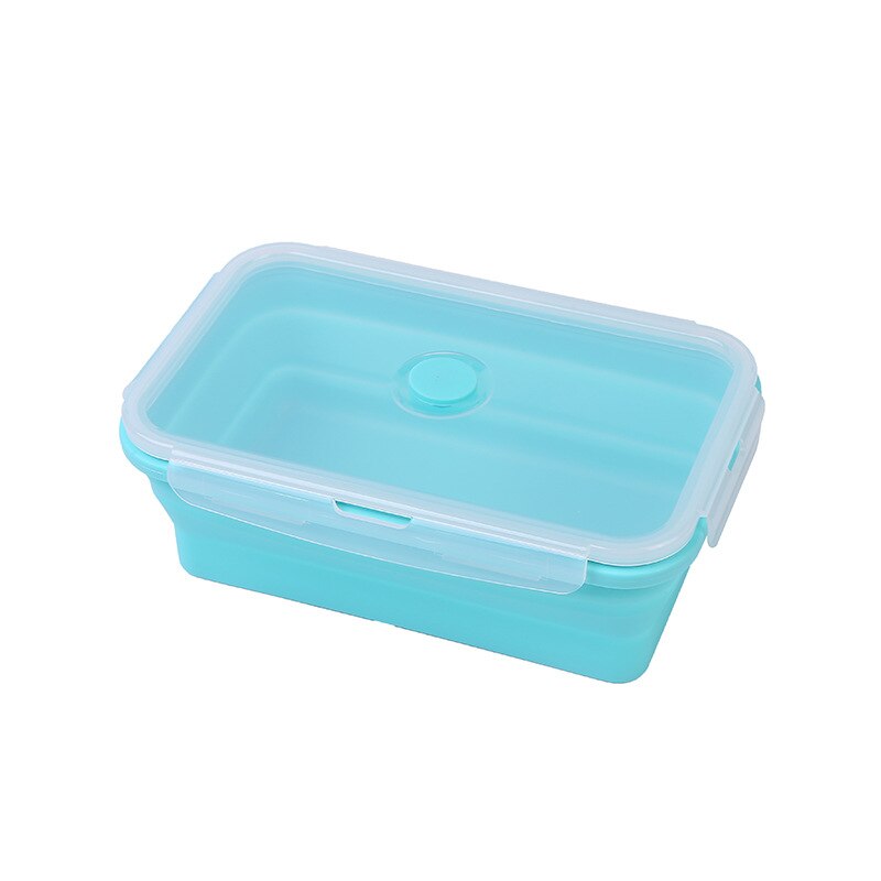 Draagbare Siliconen Lunchbox Inklapbare Intrekbare Voor Opslag Servies Verwarmd Voedsel Container Vouwen Kinderen Bento Lunchbox: Blauw / 800ml