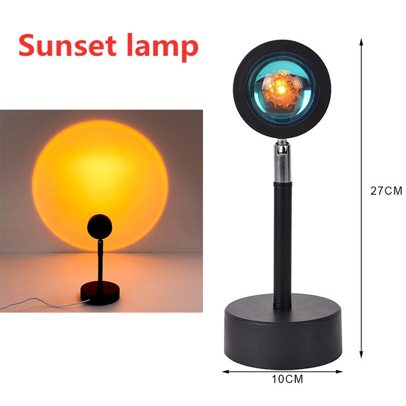 Proyector de luz Led de noche para niños y niñas, lámpara de escritorio con proyección de sol, color rojo atardecer, arcoíris, USB, decoración de pared del dormitorio: Rainbow lamp