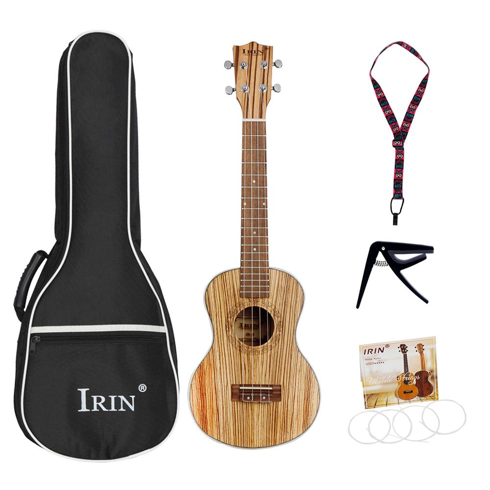 IRIN zebra drewno ukulele 21/24/26 Cal mała gitara akustyczna z worek strunowy Capo akcesoria robić paska zestaw 4 struny Ukelele: A zestaw / 24 cali