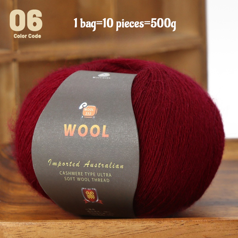 En stor pakke med  of 500g stk. kashmirgarn af fint uld, der bruges til håndlavet gør-det-selv-strikkegarn, til fremstilling af varme herre- og dametrøjer, tørklæder, huer, knæbeskyttere, handsker, bukser, tæpper, hobbyartikler og andre garnnøgler. , 1 poser = 10 stk. = 500g: Lavendel