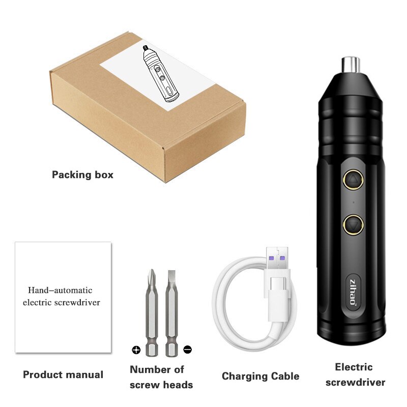 Portable Electric Screwdriver Cordless Electric Drill Brushless Impact drill Electric Hammer USB Charging home Repair Set Tool: As shown-7