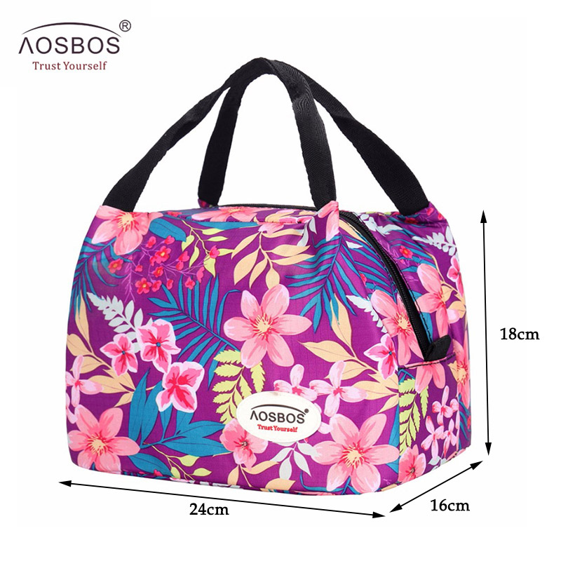 Aosbos Brand Thermal Insulated Lunch Bags Keep Food Fresh Lunch Box Bag Picnic Travel Storage for Women Kids Tote Handbag