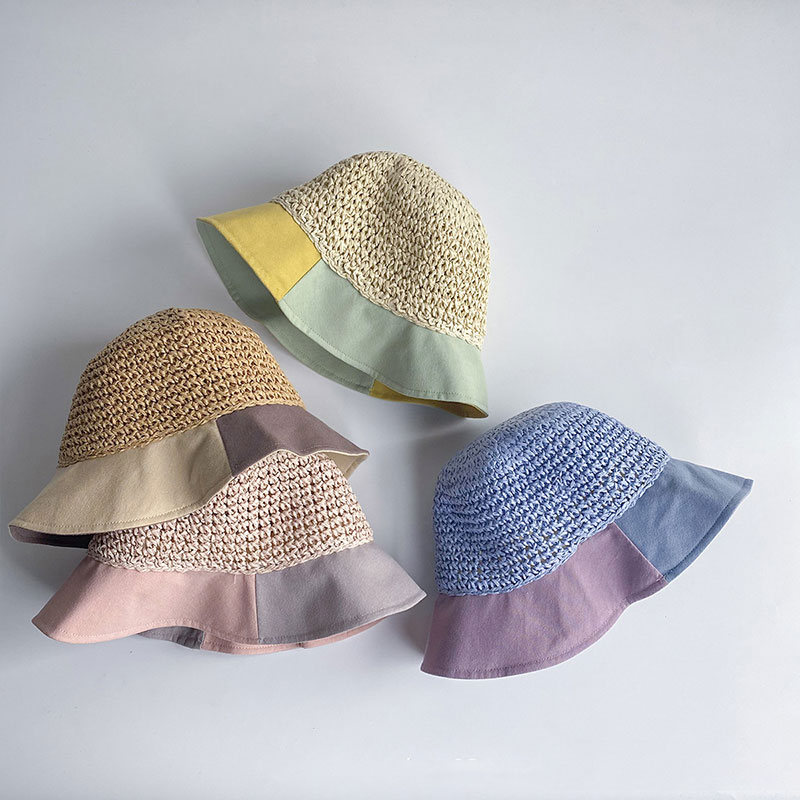 Cappello da sole per bambini cappello di paglia per bambini protezione solare estiva cappelli da spiaggia fatti a mano carini cappello da pescatore femminile berretti per bambini