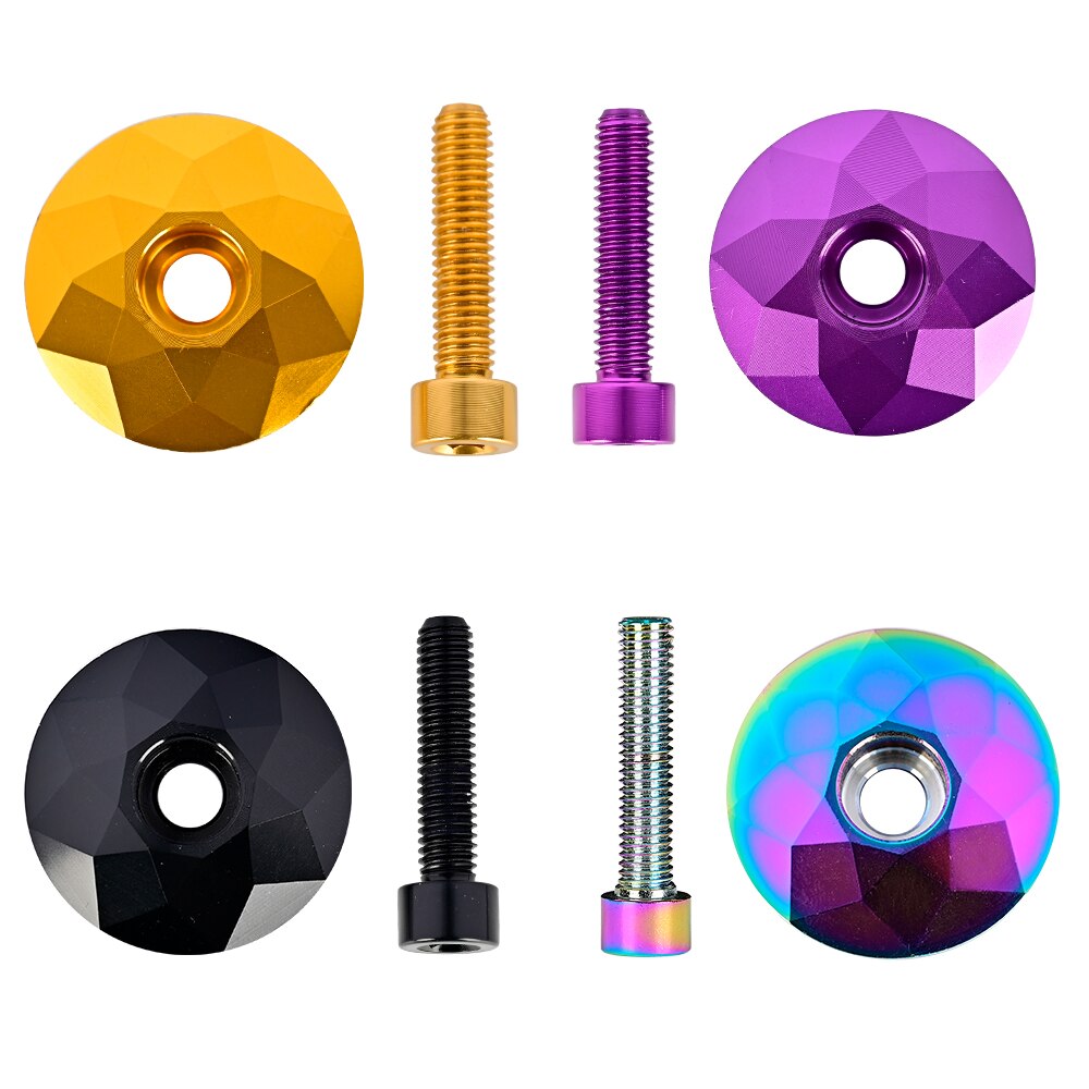 Tappo per cuffia per bicicletta Blu bruciato MTB Attacco manubrio per bici da strada Copri tappo superiore con vite per tubo sterzo forcella da 28,6 mm Accessori per ciclismo